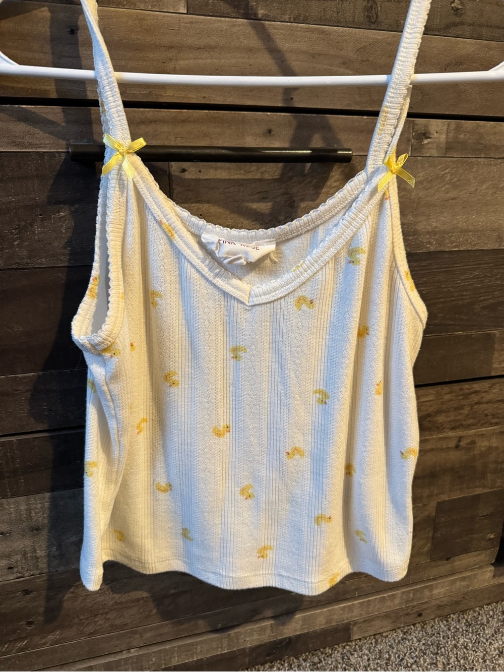 White & Yellow Floral Knit Cami Tank Top - Women's